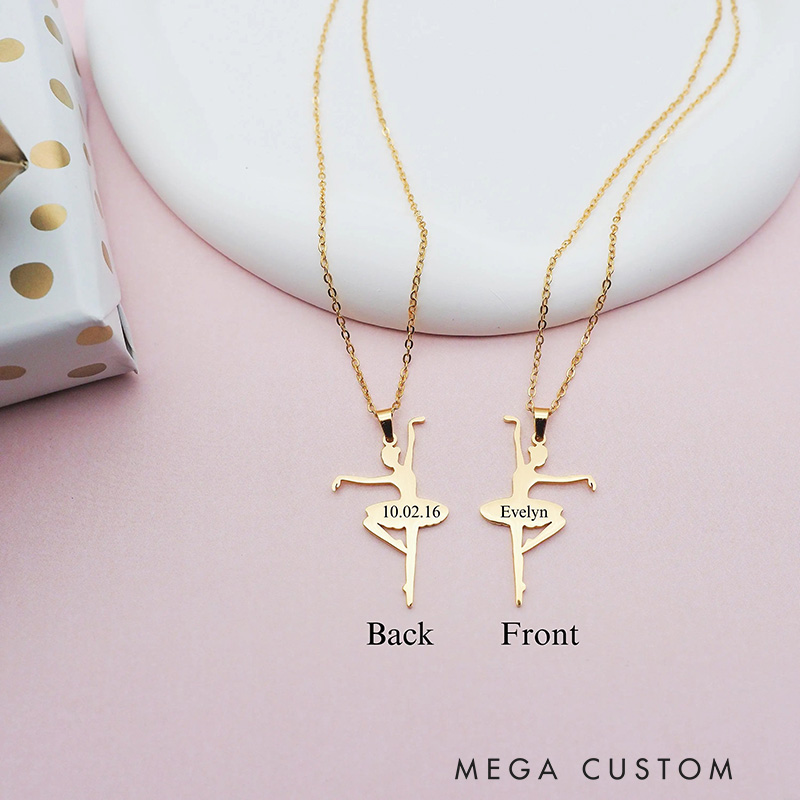 Personalized Ballerina Necklace Ballet Dancer Jewelry Dance Recital Gift Dance Necklace for Kids Ballet Teacher Gift Ballet Dance Team Gift