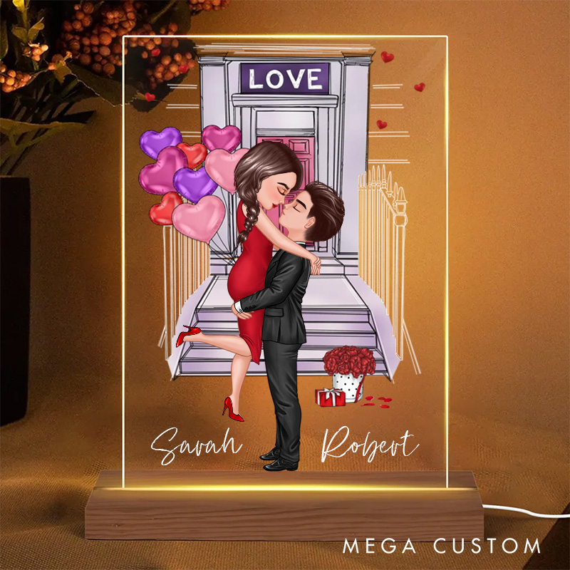 Personalized Couple Kissing Front Porch LED Night Light Wedding Gift For New Couple Newlyweds Room Decoration