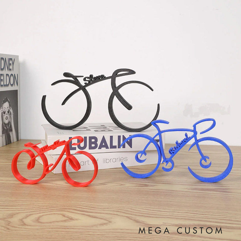 Personalized Minimalist Line Bicycle Ornament with Name Home Decor Birthday Fathers Day Christmas Gift for Men Cycling Enthusiasts
