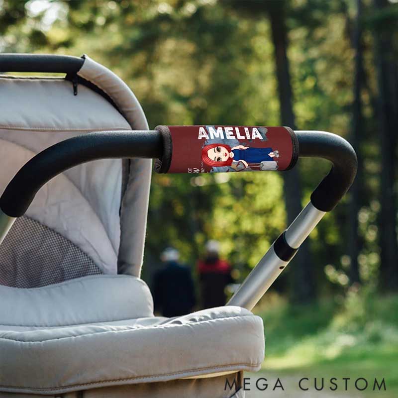 Personalized Travel Is My Therapy Cartoon Character Set of 2 Luggage Handle Wraps with Name and Contact Card Travel Accessories Gift for Travel Lovers