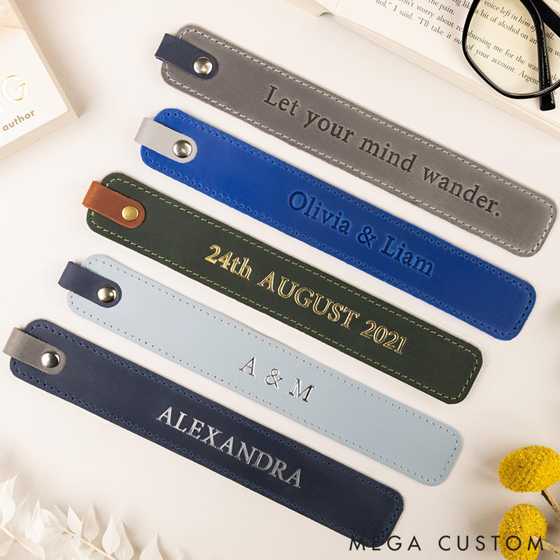 Personalized  Leather Bookmark Gifts for Readers Gift for Book Lover Custom Initials Leather Bookmark Handmade Gifts