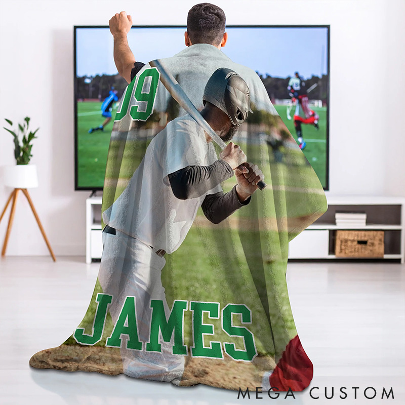 Personalized Soft Sports Blanket with Photo Name and Number Ideal Gift for Sports Lovers