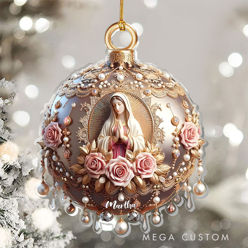 Personalized Believe Virgin Mary Acrylic Ornament with Name Religious Gift Faith Gift for Christians