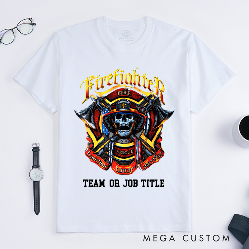 Personalized Fireman T-Shirt Firefighter Skull Tribute Design Gift for Firefighter T-Shirt