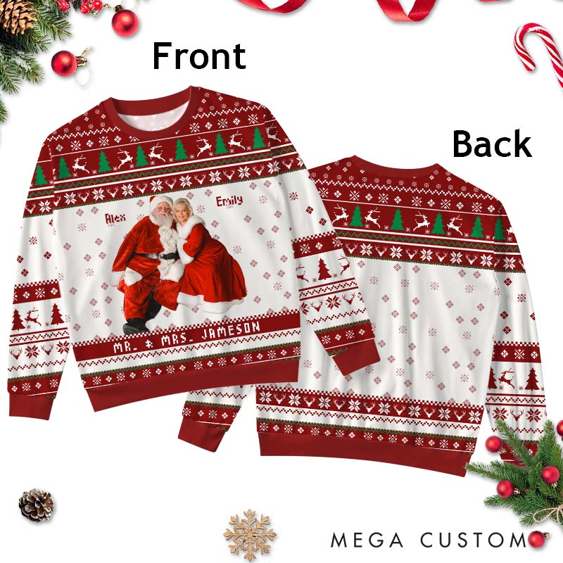 Personalized Couple Christmas Ugly Sweater Festive Couple Cloth for Husband Wife Couple Anniversary Gift Ugly Sweater