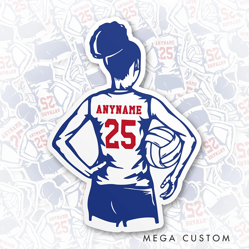 Personalized Volleyball Spirit Sticker with Custom Name and Number for Volleyball Fans