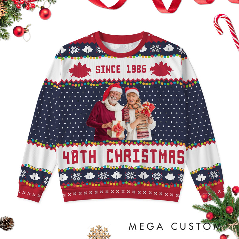 Personalized Christmas Couple Ugly Sweater Husband Wife Anniversary Christmas Sweater Couple Ugly Sweater with Photo
