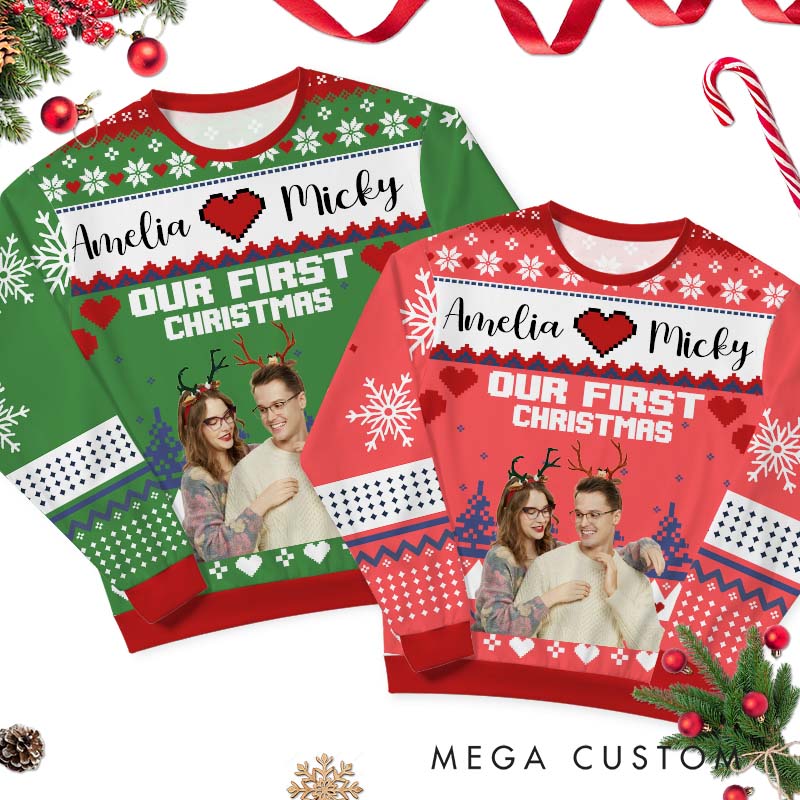 Personalized Couple Christmas Together Since Ugly Sweater Husband Wife Anniversary Ugly Sweater Couple Christmas Ugly Sweater for Him Her