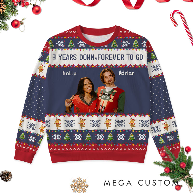 Personalized Couple Christmas Ugly Sweater Husband Wife Couple Edition Ugly Sweater Xmas Gift Sweater with Photo