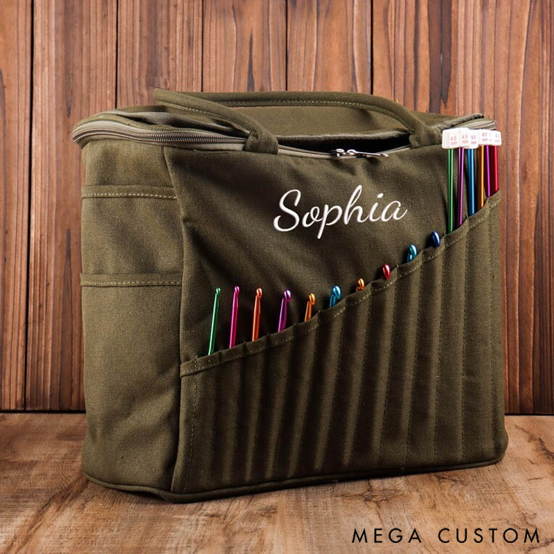 Personalized Embroidery Crochet Bag Organizer Yarn Storage Organizer Knitting Bag Organizer and Accessories Case for Knitting Lovers