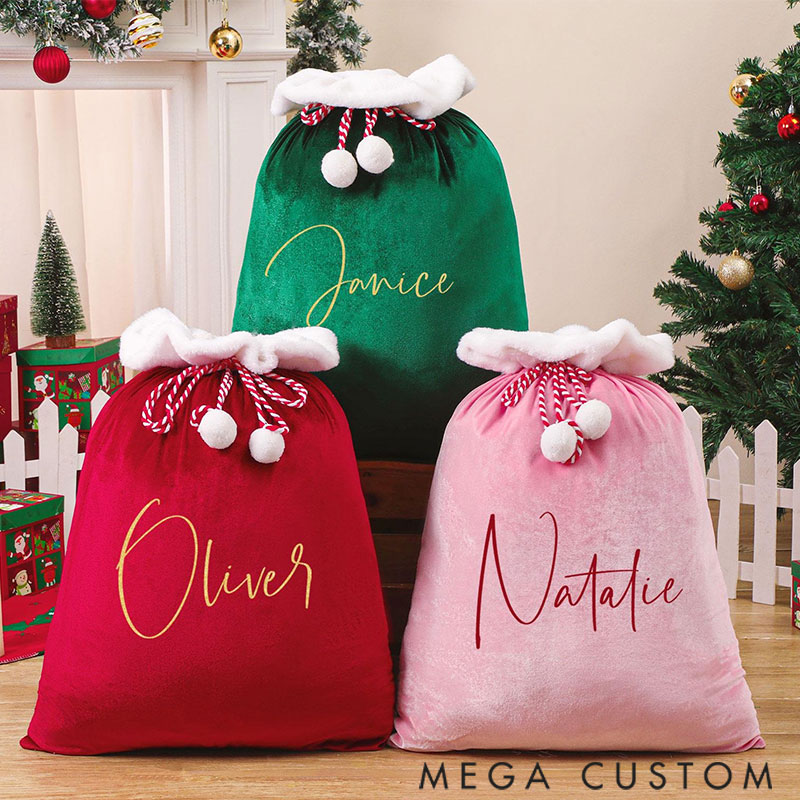 Personalized Large Santa Sack Christmas Family Santa Bag Stocking Sack with Name Christmas Gift Bag  Holiday Gift Bag Santa for Kids