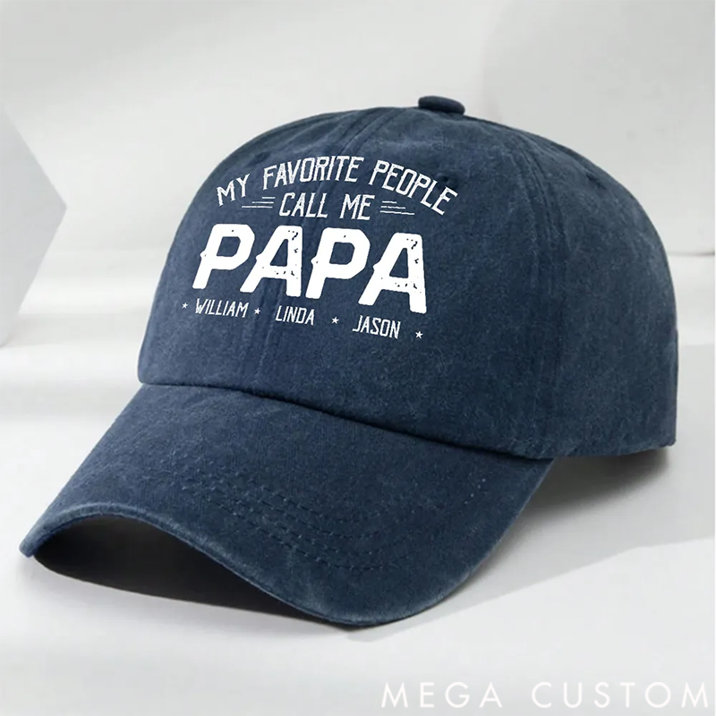 Personalized Custom Vintage Washed Denim Cap My Favorite People Call Me Daddy