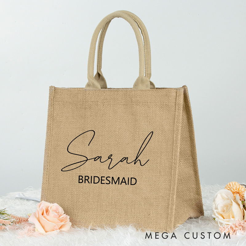 Personalized Bridesmaid Burlap Tote Bags Custom Beach Jute Bag Bridesmaid Proposal Bag Bachelorette Party Favors