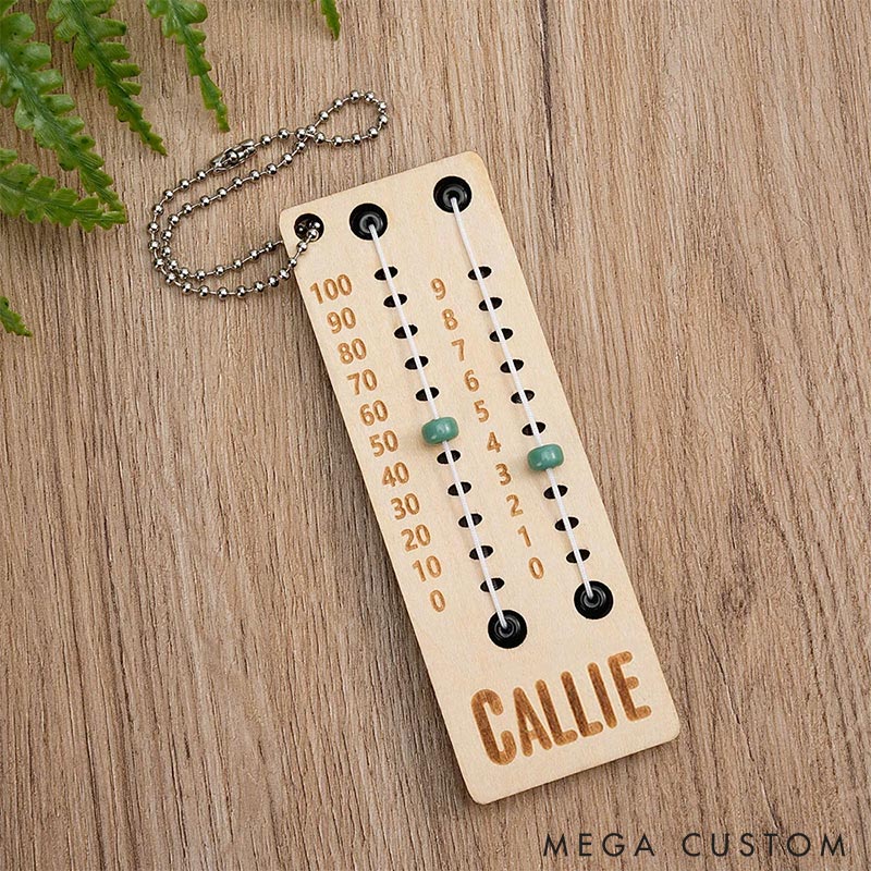 Personalized Multicolor Beaded Wooden Sewing Row Counter with Name Engraved Knitting Tool to Assist Counting Birthday Gift for Knitting Lovers