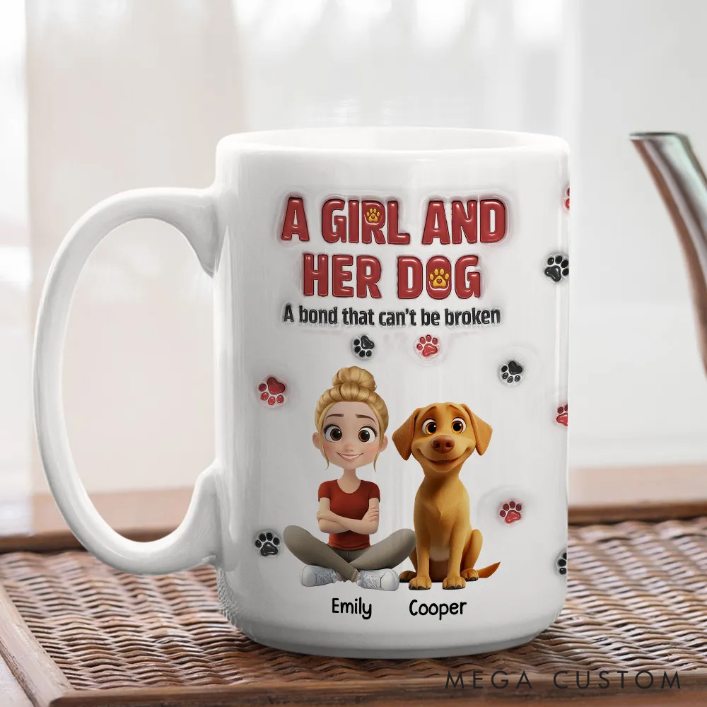 Personalized Dog Lover a Girl and Her Dog Mugs