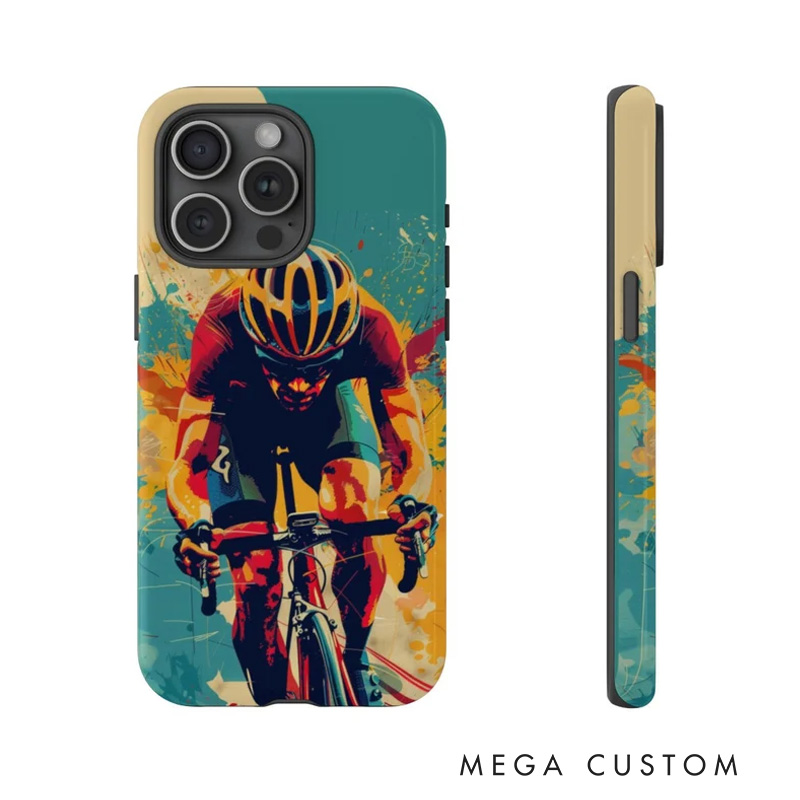 Personalized Photo Design Cycling Biking Tough Phone Cases Fit for IPhone Cycling Lovers Cyclist Riding Lovers