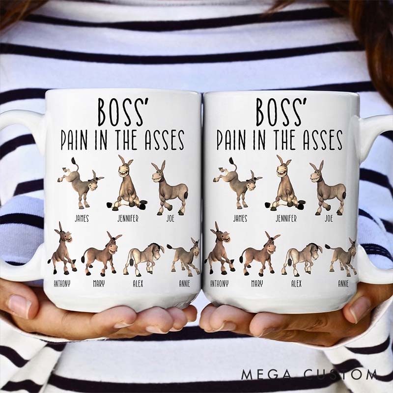 Personalized Pet Lover Boss Pain in the Asses Mugs
