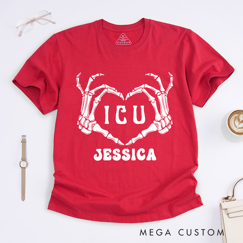 Personalized Nurse T-Shirts ICU Love Fashion Design T-Shirts