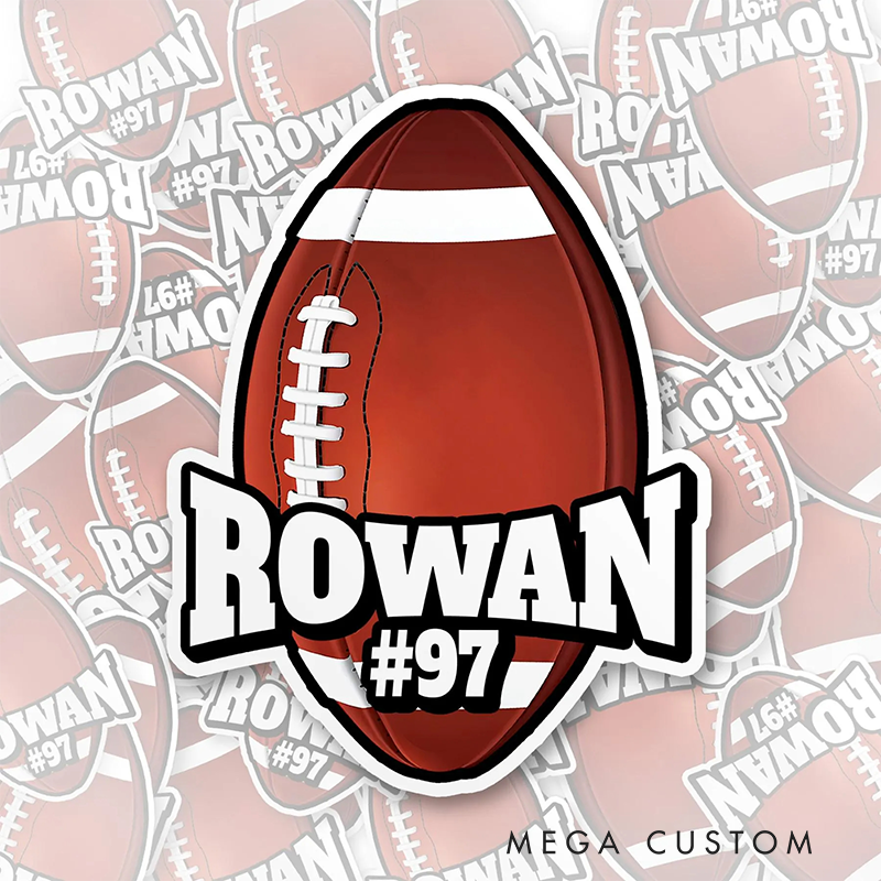 Personalized America Football and Rugby 3D Sticker with Custom Name and Number for Fans