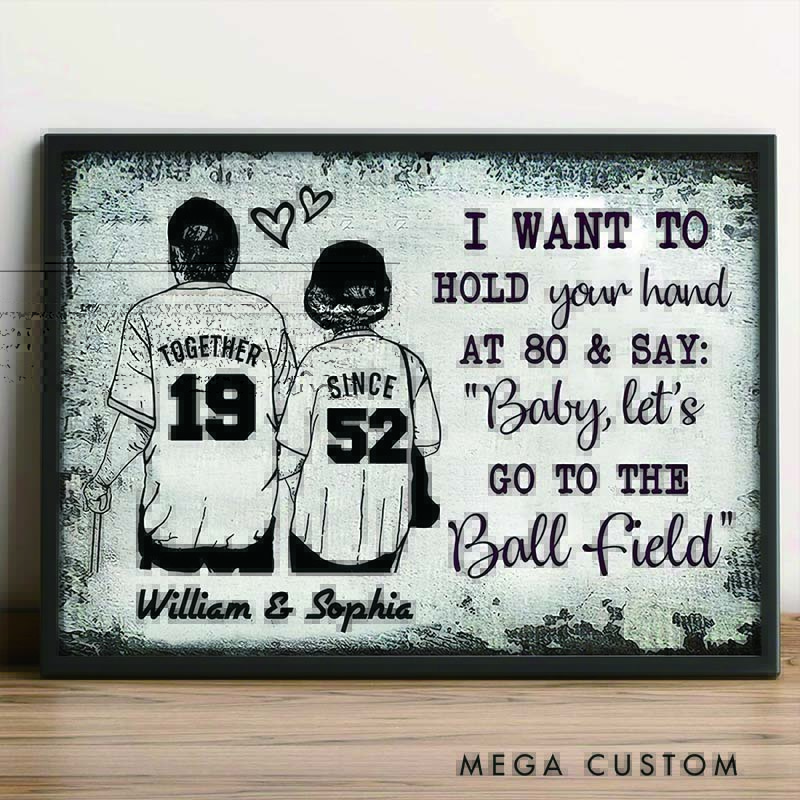 Personalized Baseball Double Canvas and Poster Customizable with Name and Number