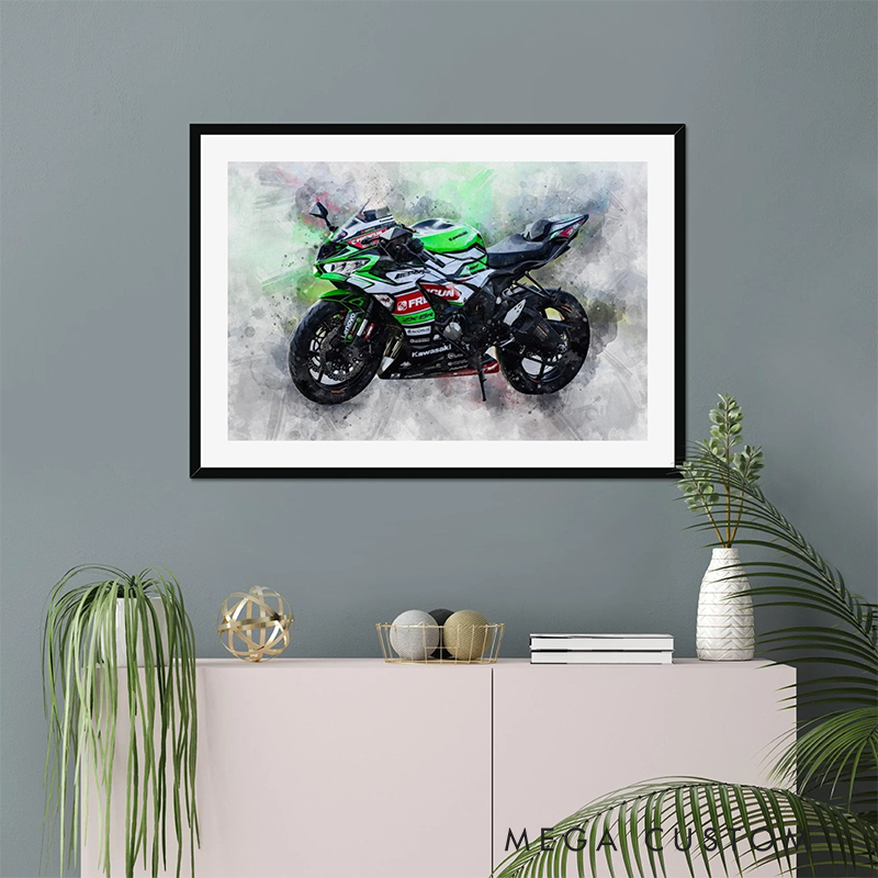 Personalized Motorcycle Cartoon Portrait Watercolour Motorcyclist Gift Idea Biker Present for Him