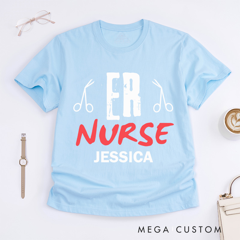 Personalized Nurse T-Shirts ER Nurse Bold Fashion Design T-Shirts