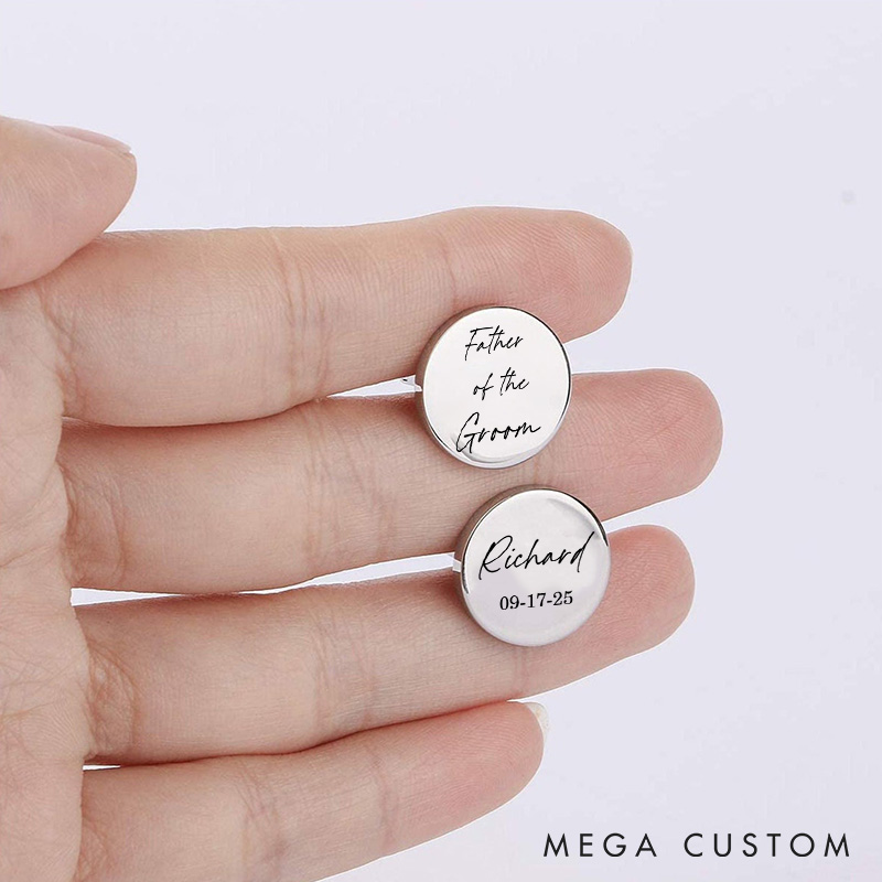 Personalized Father of the Groom Cufflink Engraved Cufflinks for Groom Dad Wedding Gift Cuff Link for Dad Bachelor Favors Cufflinks