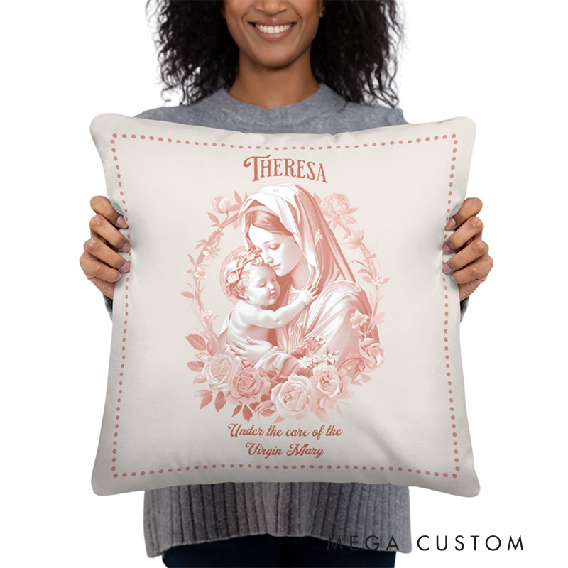 Personalized Virgin Mary Throw Pillow with Name Home Decor Religious Gift Catholic Gift for Women