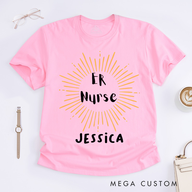 Personalized Nurse T-Shirts Radiant ER Nurse Fashion Design T-Shirts