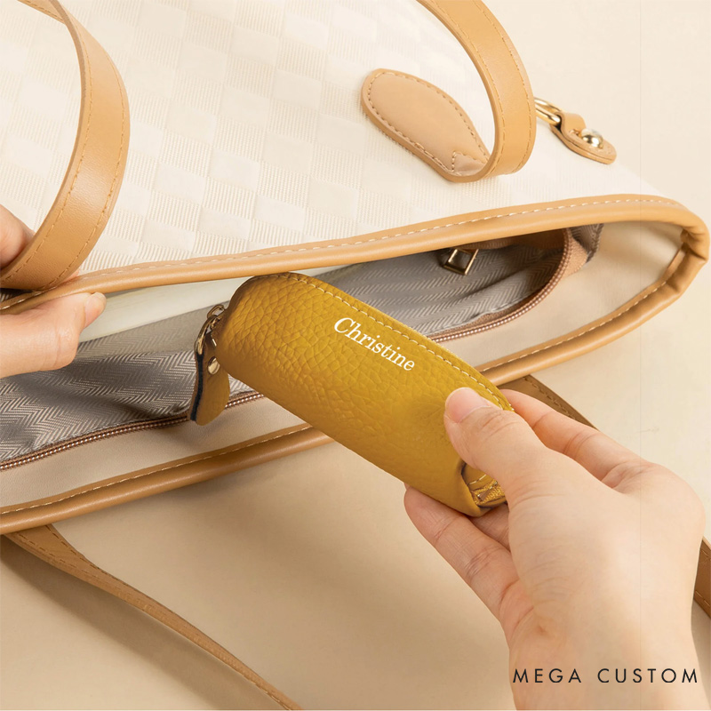 Personalized Multicolor Mini PU Leather Coin Purse Makeup Bag with Name Daily Travel Accessories Birthday Gift for Women