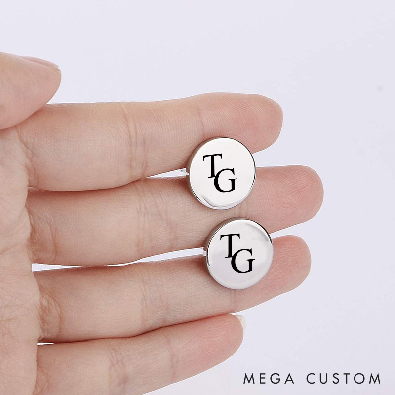 Personalized Minimalist Initial Cufflinks Custom Engraved Cufflinks for Groom Groomsman Bachelor Party Favors Cuff Links