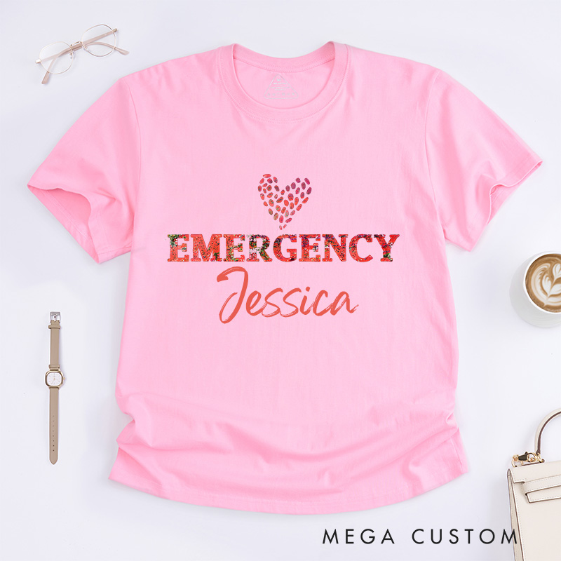 Personalized Nurse T-Shirts Floral Emergency Nurse Fashion Design T-Shirts
