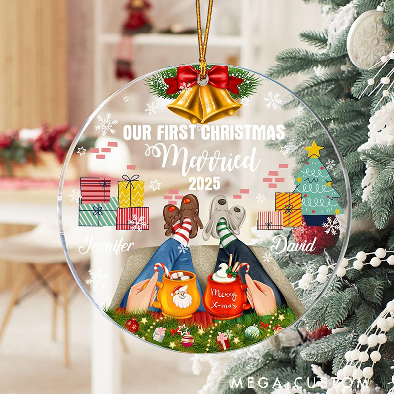 Personalized Our First Christmas Married Couple Ornament Acrylic Christmas Ornament For Newlywed Couple Keepsake