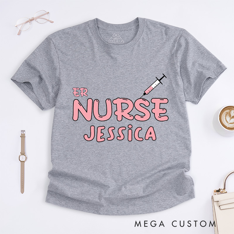 Personalized Nurse T-Shirts Playful ER Nurse Fashion Design T-Shirts