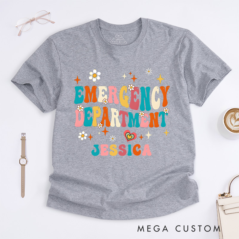 Personalized Nurse T-Shirts Colorful Emergency Department Fashion Design T-Shirts