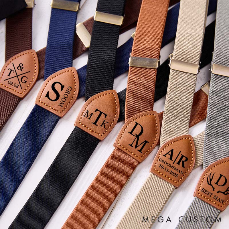 Personalized Leather Suspenders Custom Groomsman Wedding Gift Suspenders Bachelor Party Favors Suspenders Best Man Gift Groom Gift Suspenders