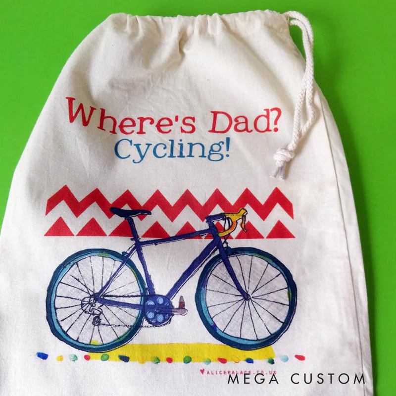 Personalized Merry Christmas Sack Family Christmas Gift Wrap Bag Cycling Kit Sack Cotton Sports Bag Gift for Cyclist