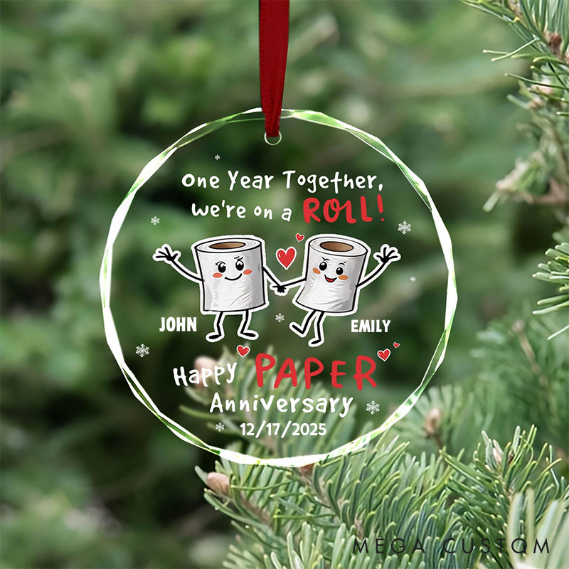 Personalized Couple Paper Anniversary Ornament Custom Couple Celebrating One Year Together Ornament 1st Anniversary Decor for Husband Wife