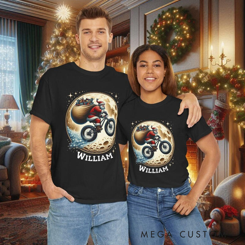 Personalized Speedy Delivery Christmas Santa Biking Tee Bicycle Tshirt Cycling Cyclist