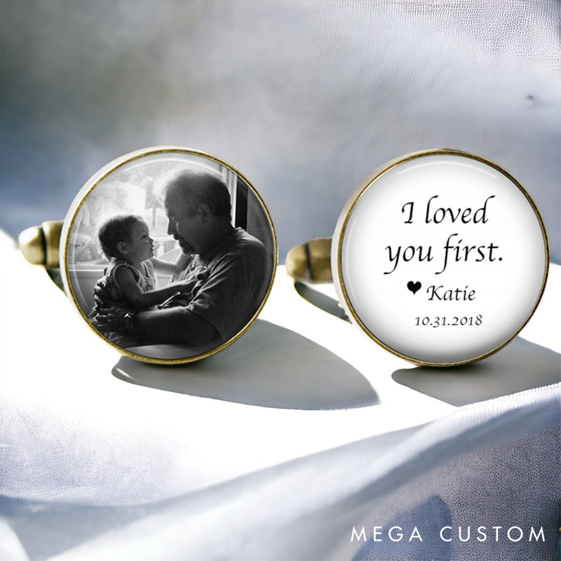 Personalized Father of the Bride Photo Cufflinks Groom Bride Dad Photo Cufflinks Wedding Party Favors Cufflinks for Dad