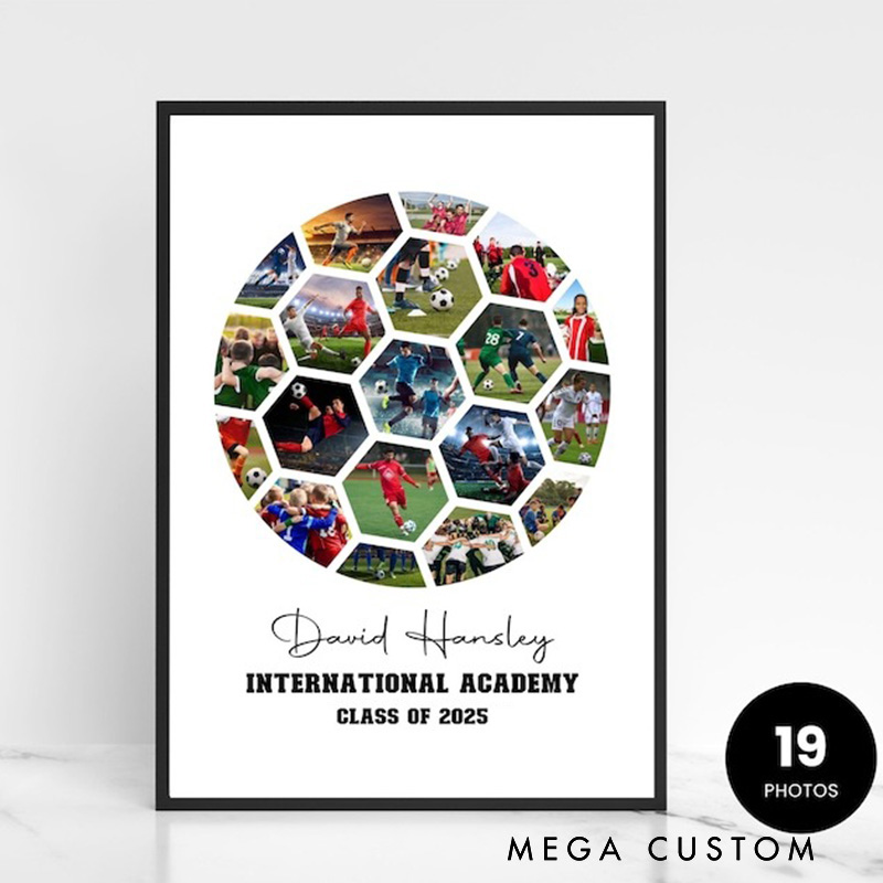 Personalized soccer Caricature from Photo Wall Art Poster Without Frame Funny Hand Drawn Style Art Gift for Baseball Fans and Athletes 