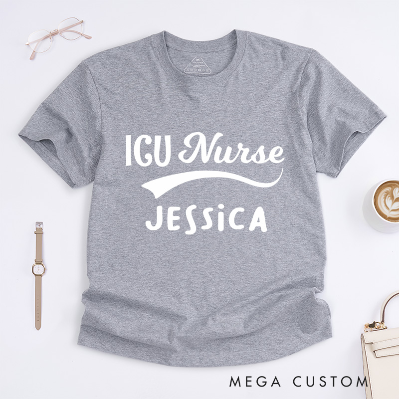 Personalized Nurse T-Shirts Elegant ICU Nurse Fashion Design T-Shirts