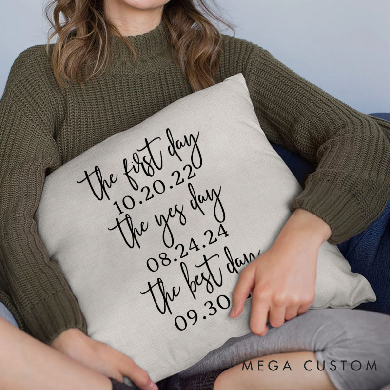Personalized Couple The First Day The Yes Day The Best Day Pillow Newlyweds Wedding Engaged Pillow Bridal Shower Gift for Bride Groom