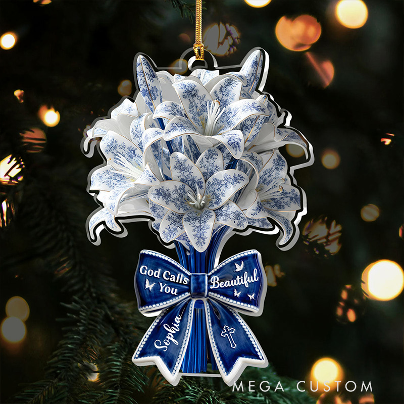 Personalized Floral God Calls you Beautiful Acrylic Ornament with Name Religious Gift for Women and Girls