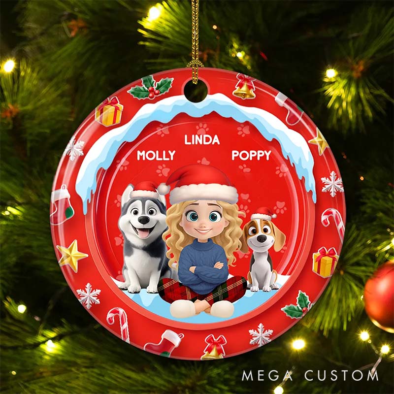 Personalized Dog Lover Under the Mistletoe Christmas Ornament 