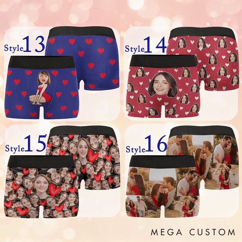 Personalized Girlfriend Wife Face Boxers Men Underwear with Women Face Photo Valentine's Day Gift for Boyfriend Husband Groom Wedding Gift from Bride