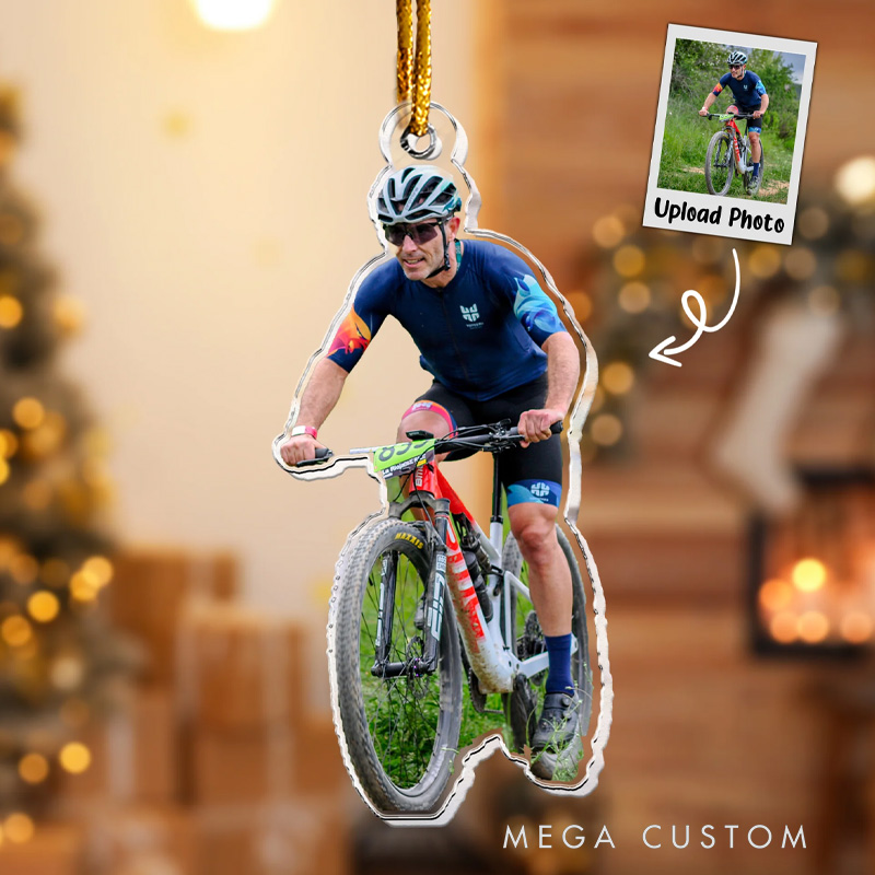 Personalized Acrylic Photo Ornament Cycling Ornaments Christmas Gift For Cyclist