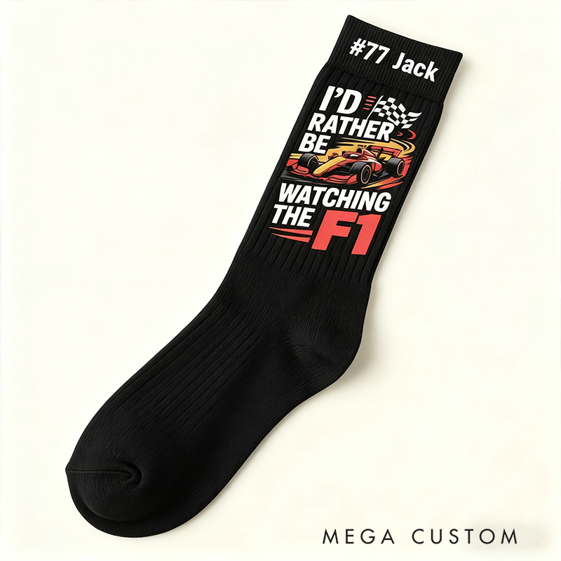 Personalized Watching Racing Socks with Name and Number Custom Gift for Racers and Racing Lovers