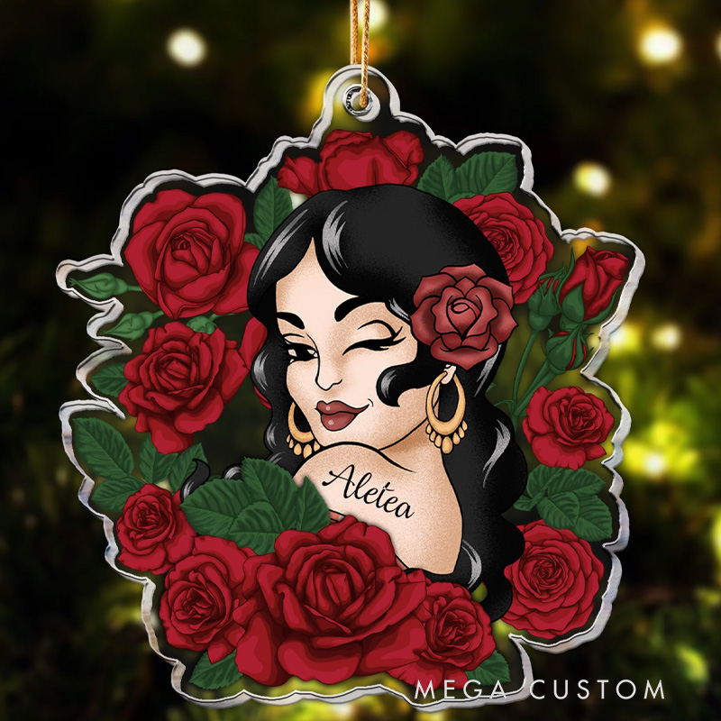 Personalized Vintage Latin Girl Fitness Christmas Ornament Gift for Gym Lovers