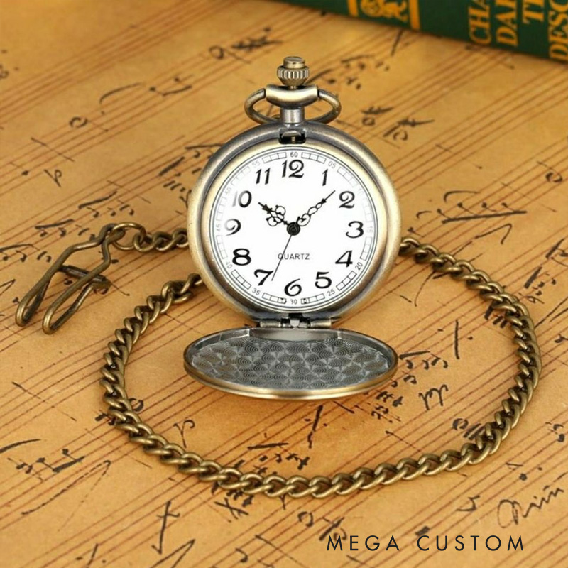 Personalized Bible Christian Cross Pocket Watch with Engraved Name Birthday Graduation Religious Gift for Christian Father Son